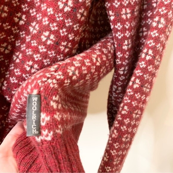 Woolrich 100% Lambs Wool Pullover 1/2 Zip Snowflake Winter Print Sweater XL - Picture 4 of 9